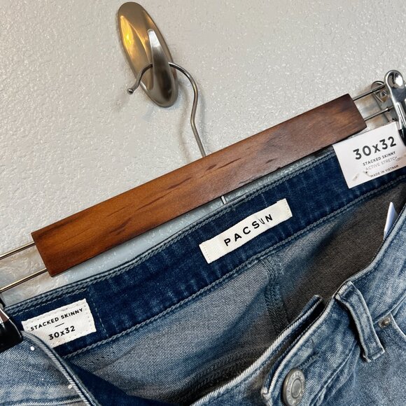 PacSun Eco Comfort Stretch Distressed Stacked Skinny Jeans NEW Men's 30x32 NWT - Picture 4 of 9